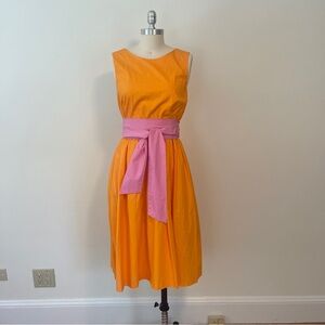 NWT J.Crew Orange Dress with Pink Tie Belt